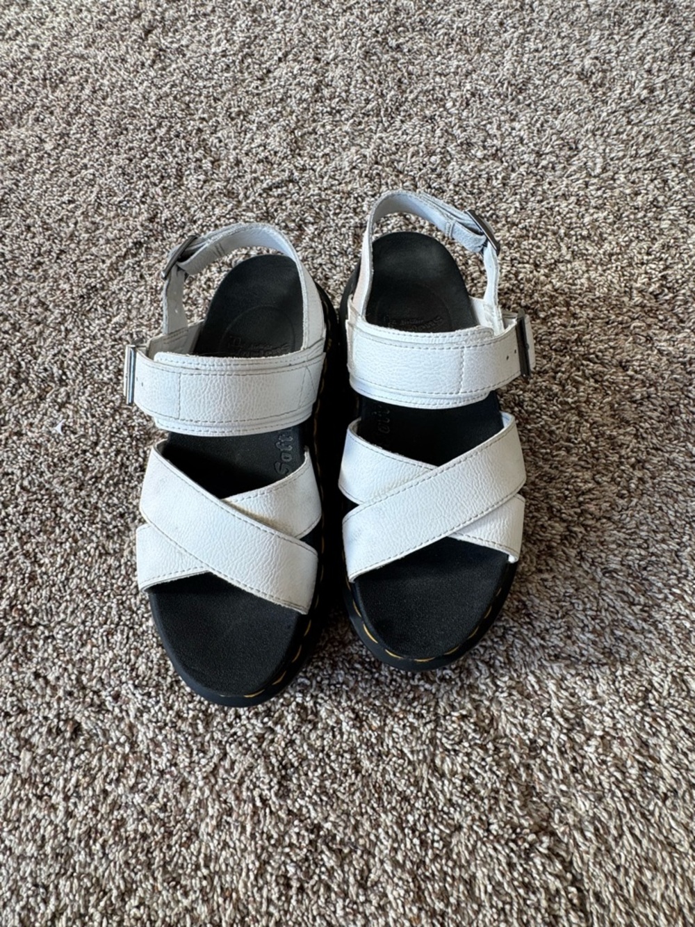 Dr. Martens White Leather Cross-Strap Sandals